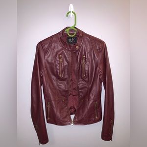 TCEC Maroon Faux Leather Jacket